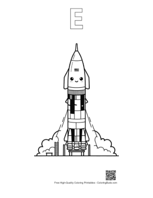 Thumbnail: Simple Saturn V Rocket Outline for Preschool Coloring Printable Outline Alphabet E