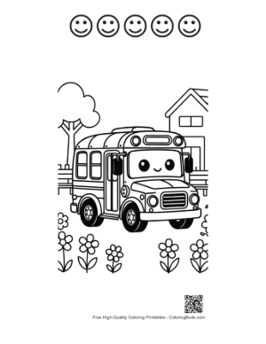 Thumbnail: Cute Yellow Bus Printable and 5 Happy Face Outline