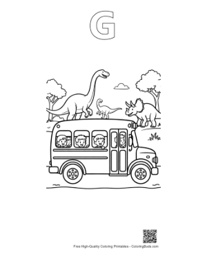 Thumbnail: Dinosaur Bus Exploring a Prehistoric Land with Long Necks Printable Outline Alphabet G
