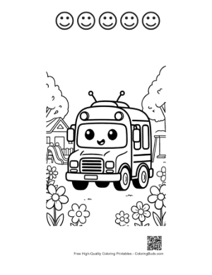 Thumbnail: Download Yellow Bus Coloring Page Printable and 5 Happy Face Outline