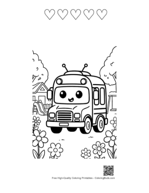 Thumbnail: Download Yellow Bus Coloring Page Printable and 5 Heart Outline