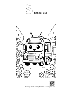 Thumbnail: Download Yellow Bus Coloring Page Printable Outline Alphabet S School Bus