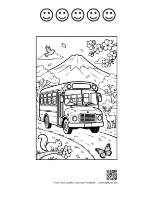 Thumbnail: Download Yellow Bus Printable and 5 Happy Face Outline