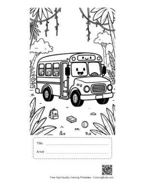 Thumbnail: Free Yellow Bus to Color Printable with Title and Artist Box