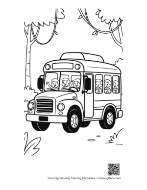 Thumbnail: Fun School Bus Exploring a Lush Tropical Rainforest Scene Printable