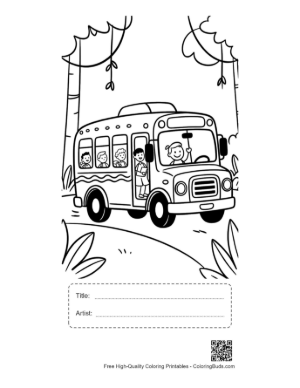 Thumbnail: Safari Bus with Children Observing Tropical Plants and Trees Printable with Title and Artist Box