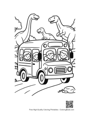 Thumbnail: School Bus on a Prehistoric Adventure with Various Dinosaurs Printable