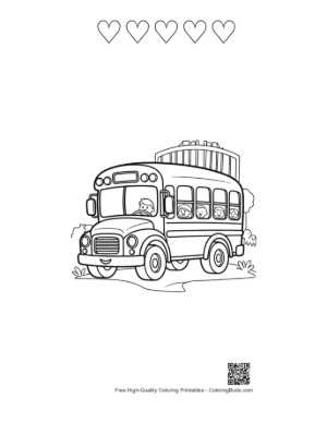 Thumbnail: School Bus Passing Through the Main Gate on a Sunny Day Printable and 5 Heart Outline