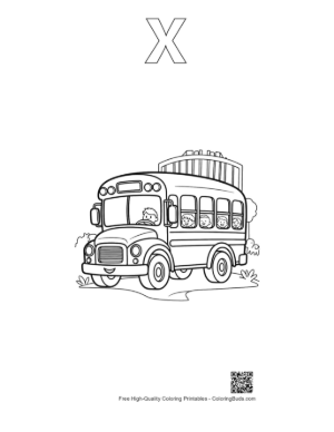 Thumbnail: School Bus Passing Through the Main Gate on a Sunny Day Printable Outline Alphabet X