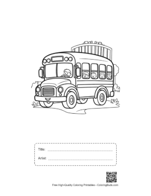 Thumbnail: School Bus Passing Through the Main Gate on a Sunny Day Printable with Title and Artist Box