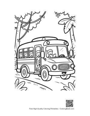 Thumbnail: Yellow Bus on a Safari Trip Through Dense Jungle Foliage Printable