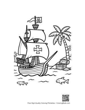 Thumbnail: Brave Pirate Vessel Discovering a Hidden Treasure Chest Printable