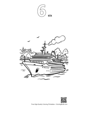 Thumbnail: Cruise Ship Coloring Page Printable Outline Number 6