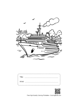 Thumbnail: Cruise Ship Coloring Page Printable with Title and Artist Box