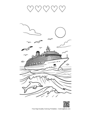 Thumbnail: Cute Cruise Ship Printable and 5 Heart Outline