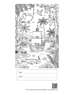 Thumbnail: Deep Jungle Discovery with a Hidden Pirate Boat Printable with Title and Artist Box