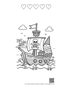 Thumbnail: Easy Pirate Ship for Kids Printable and 5 Heart Outline