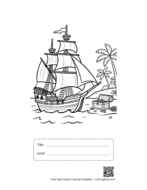 Thumbnail: Easy Pirate Ship Printable with Title and Artist Box