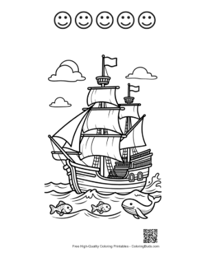 Thumbnail: Free Pirate Ship Coloring Sheet Printable and 5 Happy Face Outline