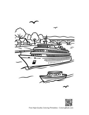 Thumbnail: Luxury Yacht and Cruise Ship in Calm Bay Printable