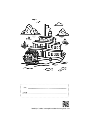 Thumbnail: Multi Deck Cruise Liner Near High Cliffs Printable with Title and Artist Box