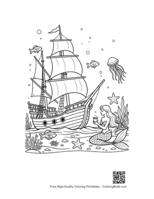Thumbnail: Ocean Deep Exploration with Pirate Ship and Sea Life Printable