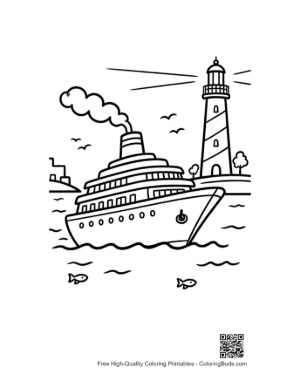 Thumbnail: Ocean Voyage Passing Historic Beacon Tower Printable