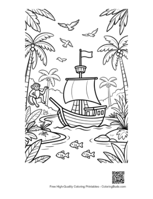 Thumbnail: Pirate Ship Coloring Page Printable