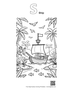 Thumbnail: Pirate Ship Coloring Page Printable Outline Alphabet S Ship