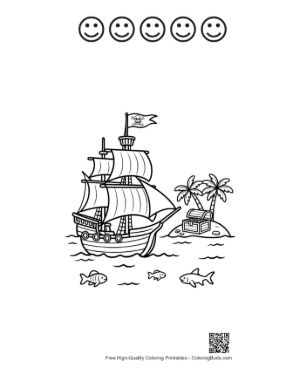 Thumbnail: Pirate Ship for Kids Printable and 5 Happy Face Outline