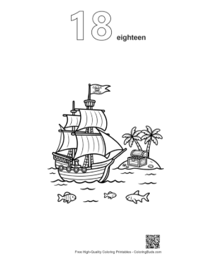 Thumbnail: Pirate Ship for Kids Printable Outline Number 18