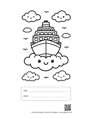 Thumbnail: Smiling Cartoon Cruise Ship in Cloud Heaven Printable with Title and Artist Box