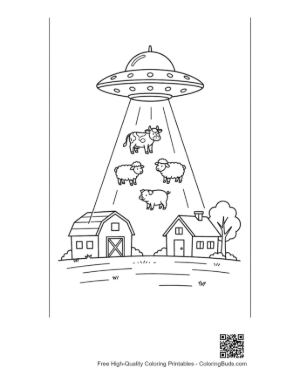 Thumbnail: Alien UFO Craft Hovering Above Sheep in a Field Printable