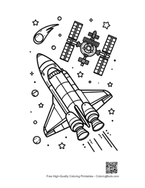 Thumbnail: Cute Space Shuttle for Kids Printable