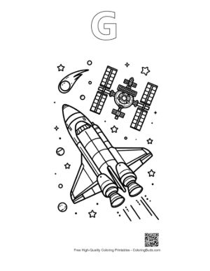Thumbnail: Cute Space Shuttle for Kids Printable Outline Alphabet G