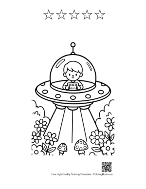 Thumbnail: Cute UFO Printable and 5 Star Outline