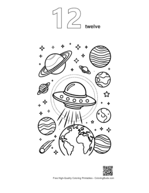 Thumbnail: Download UFO to Color Printable Outline Number 12