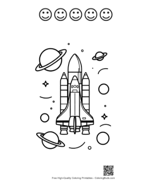 Thumbnail: Easy Space Shuttle Printable and 5 Happy Face Outline