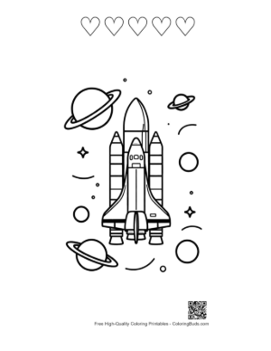 Thumbnail: Easy Space Shuttle Printable and 5 Heart Outline