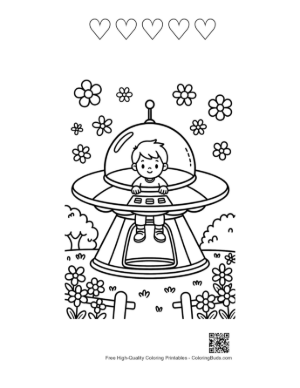 Thumbnail: Free UFO for Kids Printable and 5 Heart Outline