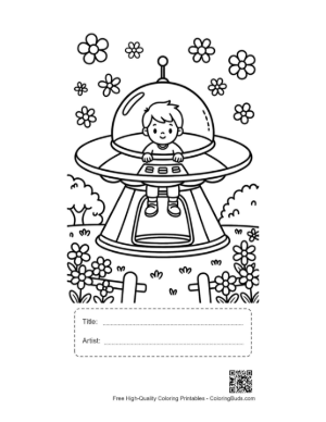 Thumbnail: Free UFO for Kids Printable with Title and Artist Box