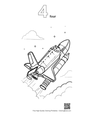 Thumbnail: Space Shuttle Ascending into Deep Space Illustration Printable Outline Number 4