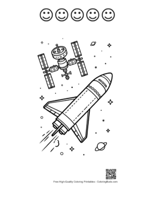 Thumbnail: Space Shuttle Coloring Sheet Printable and 5 Happy Face Outline