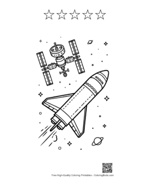 Thumbnail: Space Shuttle Coloring Sheet Printable and 5 Star Outline