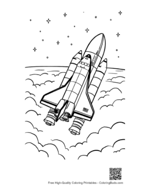 Thumbnail: Space Shuttle Flying Above the Earth's Atmosphere Coloring Printable