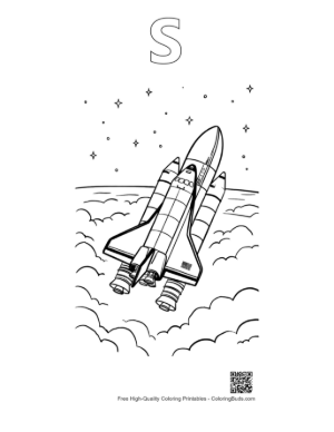 Thumbnail: Space Shuttle Flying Above the Earth's Atmosphere Coloring Printable Outline Alphabet S
