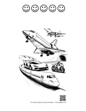 Thumbnail: Space Shuttle Launch Amid Speed Machines Printable and 5 Happy Face Outline