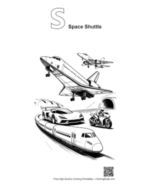Thumbnail: Space Shuttle Launch Amid Speed Machines Printable Outline Alphabet S Space Shuttle