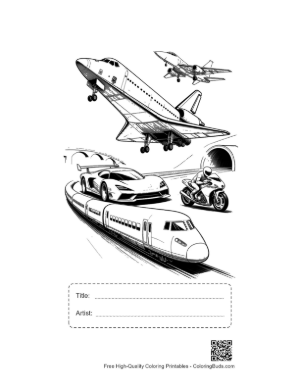 Thumbnail: Space Shuttle Launch Amid Speed Machines Printable with Title and Artist Box