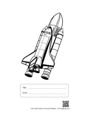 Thumbnail: Space Shuttle Launch Outline Printable with Title and Artist Box